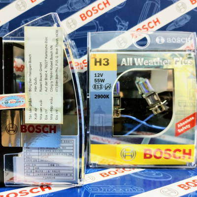 Bóng Đèn Tăng Sáng Bosch H3 12V 55W All Weather 2900K (Hộp 2 bóng)