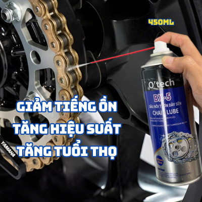 Chai xịt dưỡng sên, bôi trơn xích xe máy chống văng, chống rỉ sét BX5 (450 ml) Chain Lube - Hàng Chính Hãng O