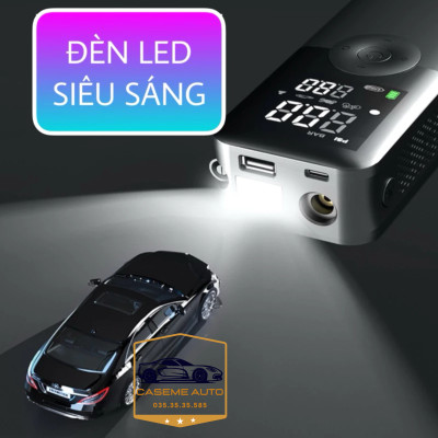 Bơm Lốp Ô Tô - Xe Máy Mini Không Dây CARSUN C3106, Pin 4000mAh, Áp Suất 150PSI, Có Đèn LED, Đèn Cảnh Báo, Kiêm Sạc Dự Phòng