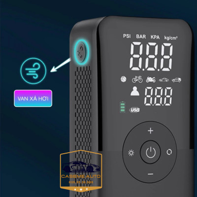 Bơm Lốp Ô Tô - Xe Máy Mini Không Dây CARSUN C3106, Pin 4000mAh, Áp Suất 150PSI, Có Đèn LED, Đèn Cảnh Báo, Kiêm Sạc Dự Phòng
