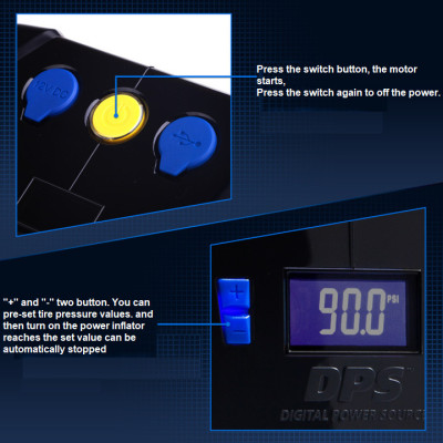 Máy bơm lốp ô tô, xe hơi tự ngắt Michelin 4398ML (12266) động cơ mạnh mẽ 180W cho áp suất tối đa 150PSI, tốc độ bơm nhanh 35l/phút