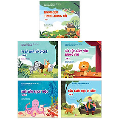 Bộ Sách Nuôi Dưỡng Tâm Hồn Trẻ Thơ Dành Cho Trẻ Từ 0 Đến 3 Tuổi: Ngọn Đèn Trong Hang Tối + Bài Tập Làm Văn Trong Mơ + Ai Là Nhà Vô Địch + Nhà Văn Bạch Tuộc + Cún Lười Đi Học Săn (Bộ 5 Tập) - TVI