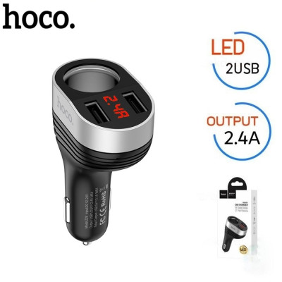 Bộ chia tẩu sạc dùng cho ô tô, xe hơi nhãn hiệu Hoco Z29,  Đầu vào: DC12 - 24V, Đầu ra: USB1/2DC5V/2.4A,ổng đầu ra 2 cổng USB: DV5V/3.1A Max ,  Đầu ra 2 lỗ tẩu sạc: 96W Max , Hàng nhập khẩu
