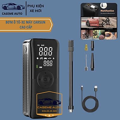 Máy Bơm Lốp Mini Cầm Tay CARSUN C3106 – Pin 4000mAh, Bơm Không Dây, Công Suất 40W, Tích Hợp Đèn LED & Sạc Dự Phòng