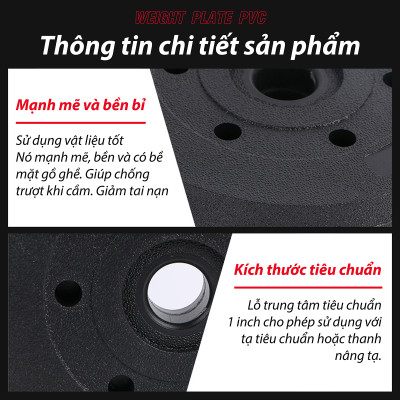 BG Bánh Tạ Nhựa 1.25kg Đặc Ruột - Tạ Miếng Nhựa -  Sẵn Kho Giao Liền