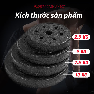 BG Bánh Tạ Nhựa 1.25kg Đặc Ruột - Tạ Miếng Nhựa -  Sẵn Kho Giao Liền
