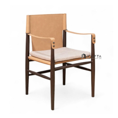 Ghế ăn da công nghiệp RIO 4A-P Nội thất Capta Ghế nhà hàng cao cấp có tay màu nâu bò xám nệm rời vải bố khung ghế sắt sơn tĩnh điện giả vân gỗ nhập khẩu chất lượng cao