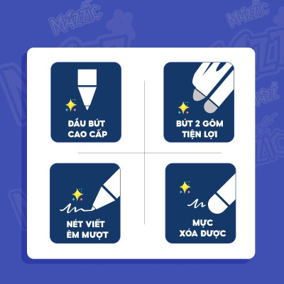 Hộp 20 Bút Gel Xóa Được 0.5 mm - Mazzic Thiên Long GELE-008 - Mực Tím