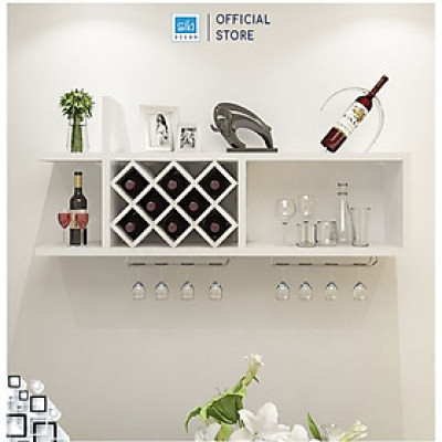 Kệ Rượu Treo Tường Kèm 02 Giá Treo Ly Inox