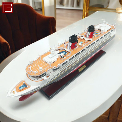 Mô hình thuyền gỗ phong thủy, tàu du lịch, du thuyền DIS NEY MAGIC, thuyền gỗ trang trí hàng chính hãng