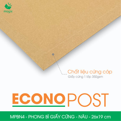 MPBN4 - 26x19 cm - Combo 20 phong bì giấy cứng đóng hàng màu nâu thay thế túi gói hàng