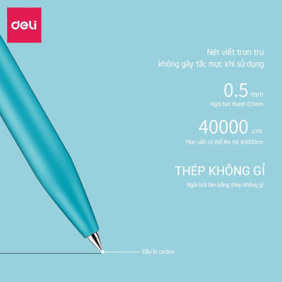 Bút gel ký cao cấp Deli 0.5mm mực đen - Thiết kế thời thượng - NS552