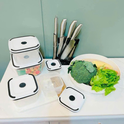 Bộ 5 Hộp Đựng Thực Phẩm, Hộp Bảo Quản Đồ Ăn Rau Củ Vuông -Tròn- Chữ nhật Siêu Tiện Lợi - Hàng Chính Hãng MINIIN