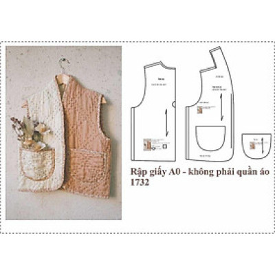 Rập giấy A0 - áo chần bông ghi lê mã 1732