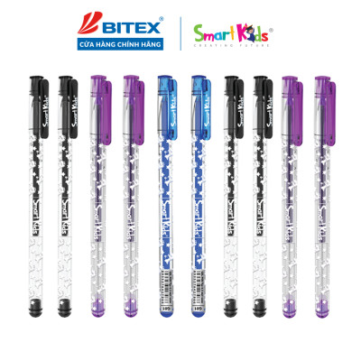 Combo 10 bút gel Smartkids Dino G01 mực tím, mực xanh, mực đen (0.5 mm)