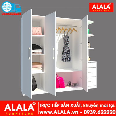 Tủ quần áo ALALA233 gỗ HMR chống nước - www.ALALA.vn - 0939.622220