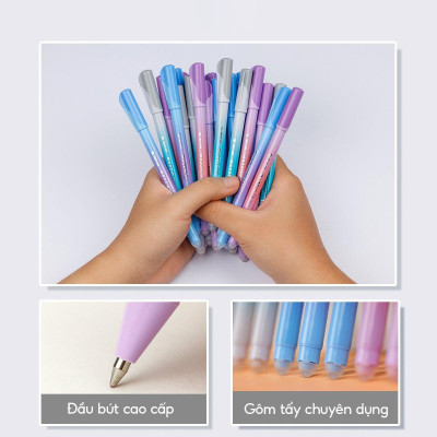 Hộp 20 Bút Gel Xóa Được 0.5 mm - Mazzic Thiên Long GELE-006 - Mực Tím