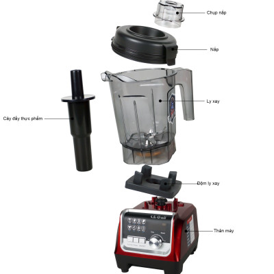 Sinh Tố Công Nghiệp Gali GL-1529R Dung tích 2 Lít, Motor 100% dây đồng đảm bảo độ bền bỉ, bảng điều khiển dạng cảm ứng, lưỡi dao bằng thép không gỉ. Hàng chính hãng bảo hành 24 tháng