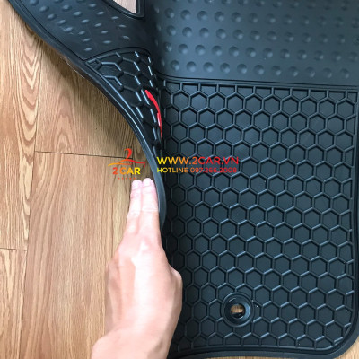 Thảm sàn, lót sàn cao su đúc xe Hyundai Accent 2018 - 2022 Hàng không mùi - Mẫu tổ ong chữ đỏ