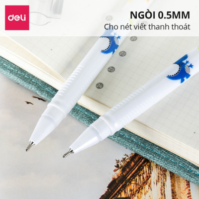 Bút gel học sinh Deli 0.5mm mực Xanh/Đen - Chất lượng mực an toàn trơn tru, thân bút trang bị đệm tay chống trượt - EG30