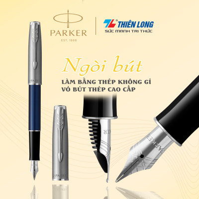 Bút máy cao cấp Parker SON SB Metal Blue CT TB-2146772 - Thép không gỉ