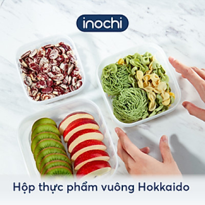 Bộ 3 hộp thực phẩm vuông Hokkaido 500-1000-2000ml (Tặng kèm sticker) - INOCHI- chất lượng chuẩn Nhật Bản