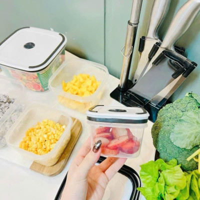 Bộ 5 Hộp Đựng Thực Phẩm, Hộp Bảo Quản Đồ Ăn Rau Củ Vuông -Tròn- Chữ nhật Siêu Tiện Lợi - Hàng Chính Hãng MINIIN
