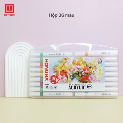 Bút lông màu Acrylic 1 đầu Hồng Hà tô trên mọi chất liệu (12/24/36 màu) - 8142/8143/8144