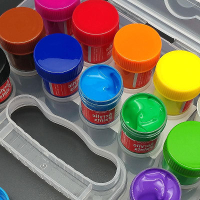 Bộ 12 Màu Acrylic Chuyên Nghiệp 20 ml Kèm Cọ Vẽ - Stacom AC2012A