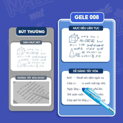 Hộp 20 Bút Gel Xóa Được 0.5 mm - Mazzic Thiên Long GELE-008 - Mực Xanh