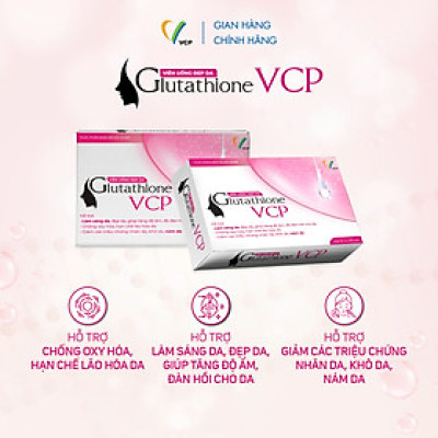 TPBVSK Viên uống đẹp da Glutathione VCP - Hỗ trợ làm sáng da, giảm các triệu chứng nhăn da, khô da, nám da - Hộp 20 viên