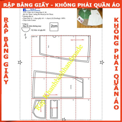 Rập giấy mã 1335 chân váy A lưng thun (BẢN VẼ)