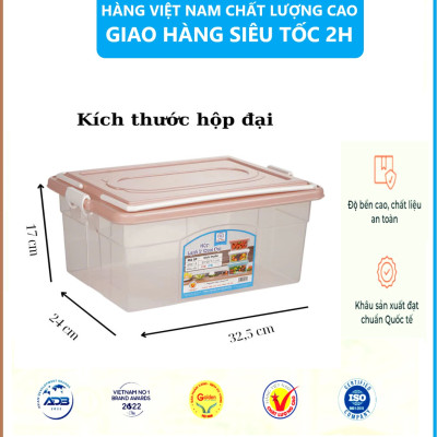 Hộp lạnh 2 quai Việt Nhật 3 size, Hộp đựng thực phẩm, bảo quản thức ăn , Hộp đựng đồ đa năng có quai xách tiện lợi - Hàng Việt Nam