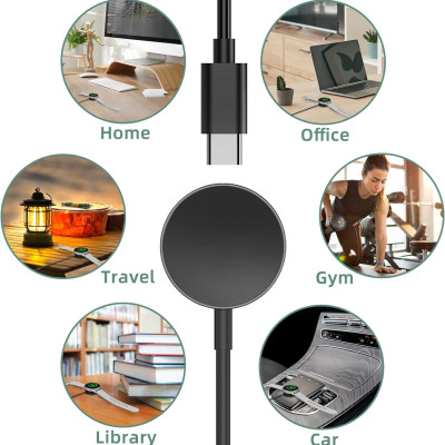 Cáp Sạc Đế Sạc Kim Loại cho Samsung Galaxy Watch 5/5Pro/6/6Classic/7 & Galaxy Watch Ultra Cổng USB Type C - Hàng Chính Hãng