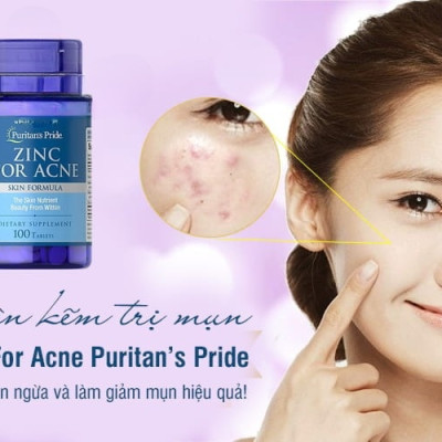 Kẽm hỗ trợ trị mụn, làm đẹp da mụn Puritan