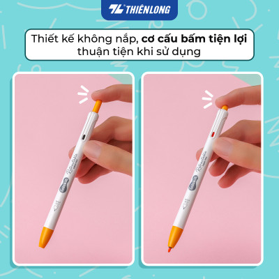 Bút lông 6/12 màu dạng bấm Retractable Fiber Pens Classic/Kawaii Thiên Long Colokit - 0.6mm