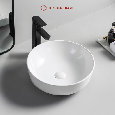 Lavabo đặt bàn TUSLO L006 chất liệu gốm sứ tráng men, lớp phủ Ceramic công nghệ men Nano kháng khuẩn - Hoa Sen Home - Hàng chính hãng