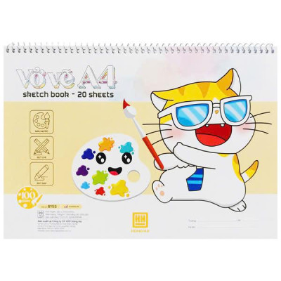 Vở Vẽ Lò Xo Meow A4 - 20 Tờ 100gsm - Hồng Hà 8153