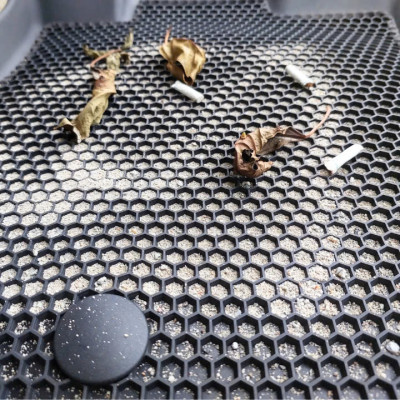 Thảm 2 lớp (sd3) dạng lưới lục giác cho Honda CRV 2024+(ghi) bề mặt cao su siêu sạch nhãn hiệu Macsim