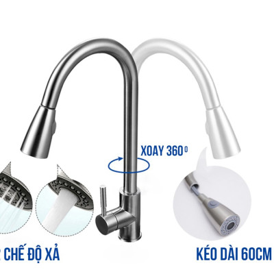 Vòi rửa chén Nóng lạnh Inox 304- dây kéo rút Yamato CNI06