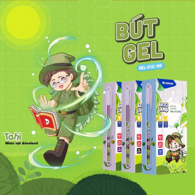Hộp 20 Bút Gel 0.5 mm - Nhân Vật Akooland Tahi - Thiên Long Gel-012/AK - Mực Tím