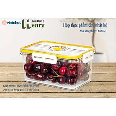 Bộ hộp thực phẩm chữ nhật HOKORI 6560, Bộ hộp đựng thực phẩm Nhựa Việt Nhật cao cấp có khóa cài chắc chắn - Hàng Việt Nam