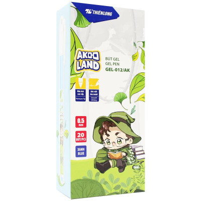Hộp 20 Bút Gel 0.5 mm - Nhân Vật Akooland Tahi - Thiên Long Gel-012/AK - Mực Xanh