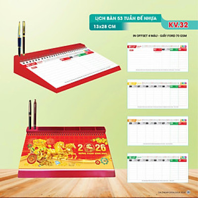 Lịch Tết 2026 - Lịch Bàn Đế Nhựa (13 x 28)