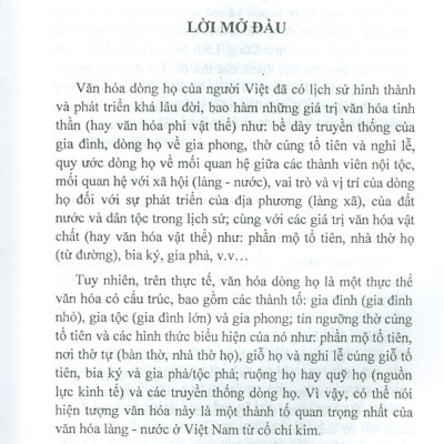 Những Biến Đổi Văn Hóa Dòng Họ Người Việt Thời Kỳ Đổi Mới Và Hội Nhập Quốc Tế (Nghiên Cứu Trường Hợp Dòng Họ Ở Thịnh Liệt - Hà Nội)