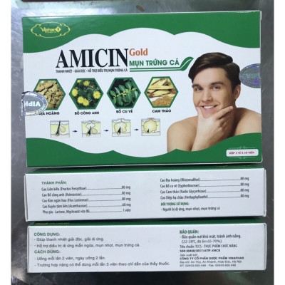 ￼Amicin Mụn Trứng Cá - Hộp 30 Viên - người bị dị ứng , mụn nhọt , trứng cá