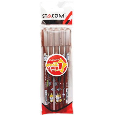 Vỉ 4 Bút Gel Xóa Được Shiba Inu 0.5 mm - Stacom VGP106E-A - Mực Đen (Tặng Kèm 1 Bút GP106E-A)