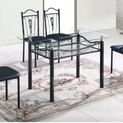 Bộ bàn ghế ăn mặt kính Tundo thiết kế hiện đại 