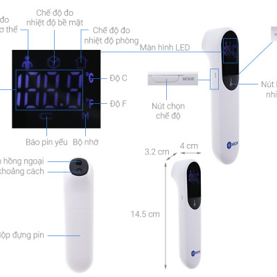 Máy Đo Nhiệt Kế Kachi JXB-315 Cảm Biến Hồng Ngoại có chứng nhận FDA Mỹ