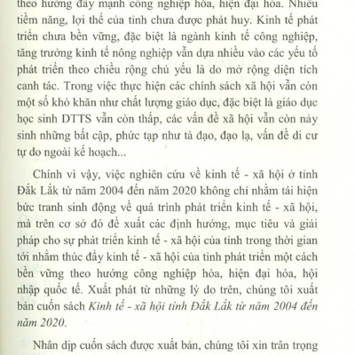 Kinh Tế - Xã Hội Tỉnh Đắk Lắk Từ Năm 2004 Đến Năm 2020